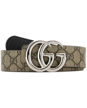 Gucci Gg Monogram Buckle Belt - White