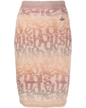 Vivienne Westwood Logomania Knitted Pencil Skirt - Pink