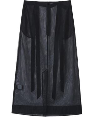 Simone Rocha Ribbon-Detail Sheer Skirt - Black