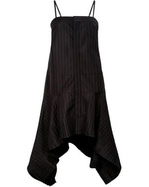 Sacai Pinstripe Pleated Mini Dress - Black