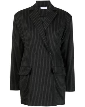 Ioana Ciolacu Pinstripe-Print Wool Blazer - Black