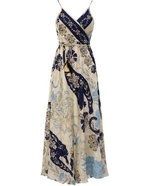 PAHIESA FORMENTERA Floral-Print Wrap Maxi Dress - White