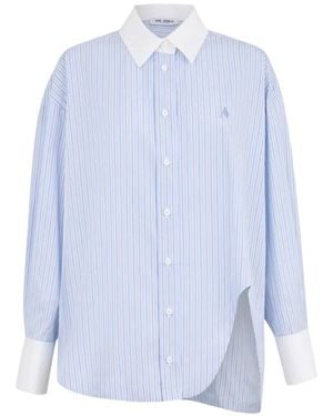 The Attico Striped Asymmetric Shirt - Blue
