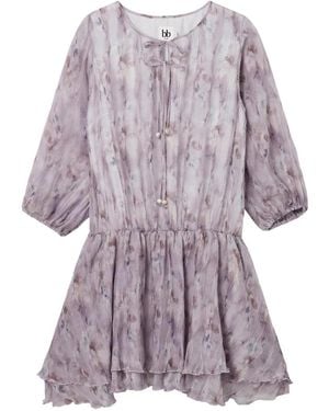B+ AB Floral-Print Mini Dress - Purple