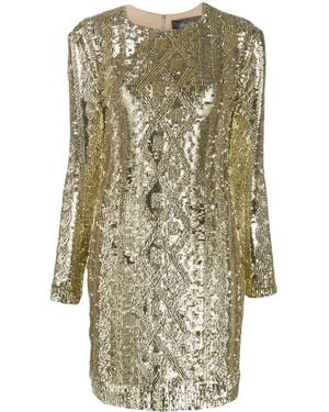 Max Mara Sequin Embroidered Fitted Dress - Metallic