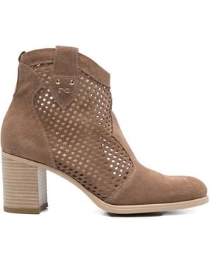 Nero Giardini Perforated Leather Boots - Brown