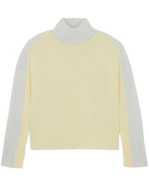 Kujten Angel Two-Tone Ribbed-Trim Jumper - Natural