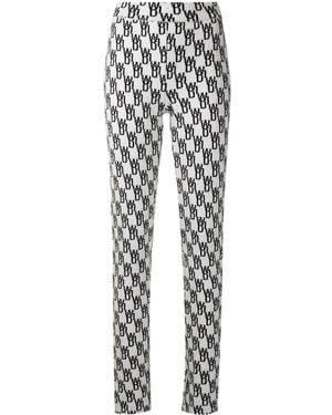 we11done Gestrickte Leggings Mit Logo-Muster - Weiß