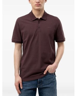 HUGO Logo-Embroidered Piqué Polo Shirt - Purple