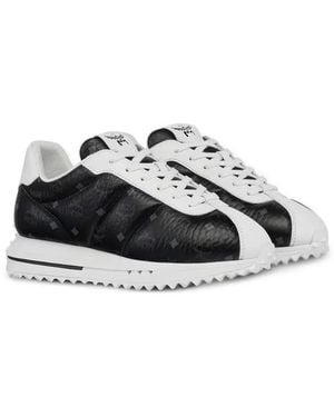 MCM Visetos-Print Panelled Trainers - White