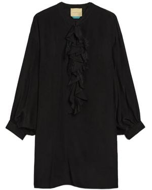 Momoní Hofi Ruffled Lace-Trim Mini Dress - Black