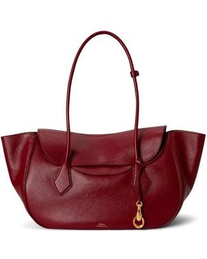 Polo Ralph Lauren Shoulder Bag Calf Leather "Large" - Red