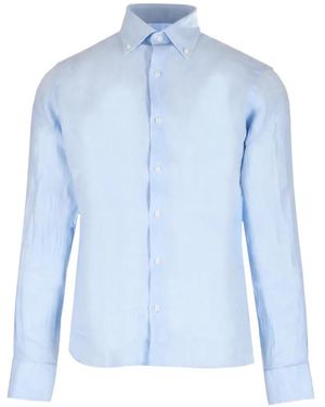 Al Duca d'Aosta Button-Down Collar Linen Shirt - Blue