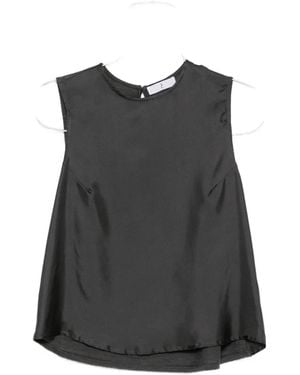 Whyci Satin-Finish Sleeveless Top - Black