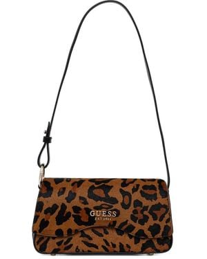 Guess Domitilla leopard-print shoulder bag - Braun