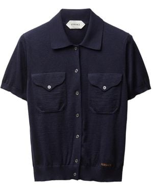 Versace Cárdigan con botones en el pecho - Azul