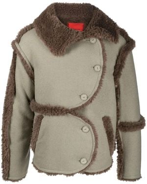 Eckhaus Latta Fleece-Trim Sherpa Jacket - Gray