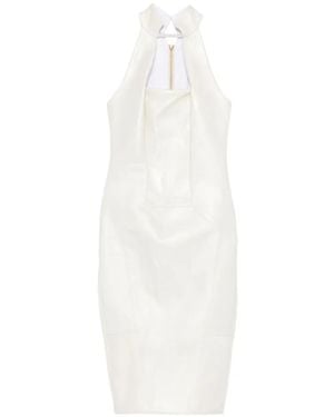 MITILIANE COUTURE Cut-Out Halterneck Leather Midi Dress - White