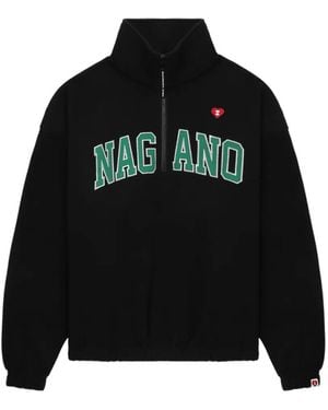 A Bathing Ape Quarter-Zip Letter Jumper - Black