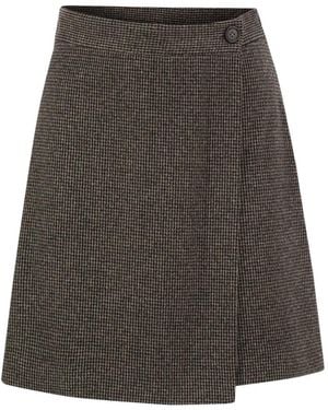 Weekend by Maxmara Houndstooth Wrap-Effect Skort - Gray