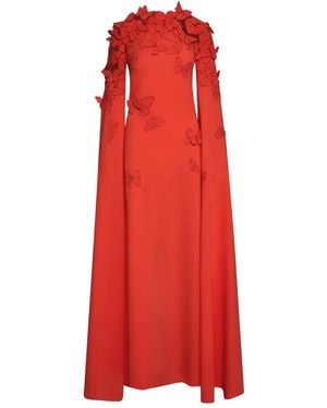 Oscar de la Renta Butterfly-Embroidered Kaftan Dress