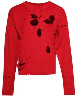 Vetements Destroyed Jumper - Red