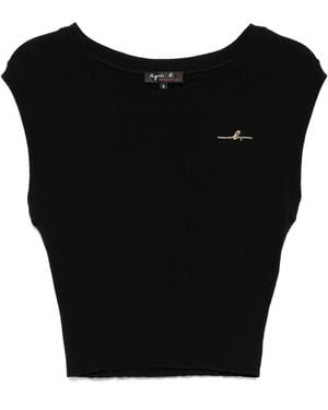agnès b. Logo-Embroidered Vest - Black