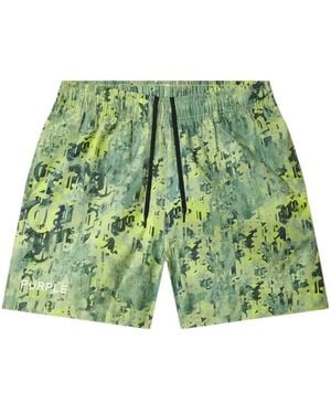 Purple Brand Short Imprimé À Taille Élastique - Vert