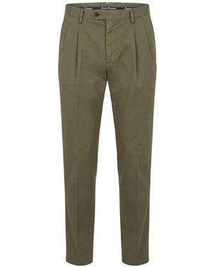 Drumohr Pleated Cotton Trousers - Green