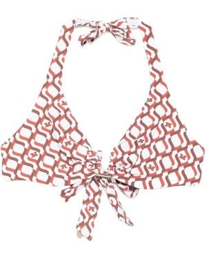 Max Mara Avena Geometric-Pattern Tie Bikini Top - Pink