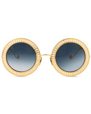 Anna Karin Karlsson Magic You 2.0 Embellished Round Sunglasses - Blue