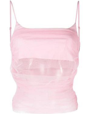 Act No1 Tulle-Inserts Sleeveless Top - Pink