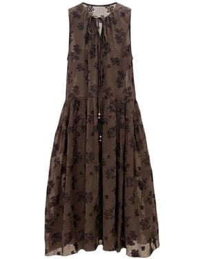 EPINGLER Floral-Print Tiered Midi Dress - Brown