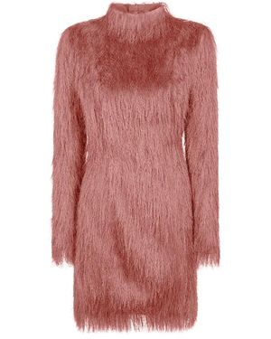 Balmain Fringed Long-Sleeve Mini Dress - Pink