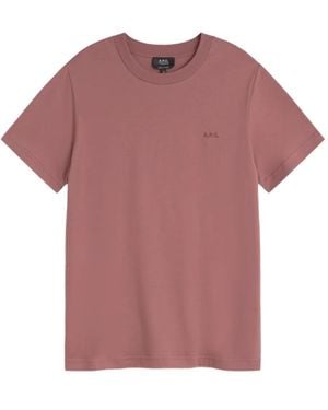 A.P.C. Embroidered-Logo T-Shirt - Pink