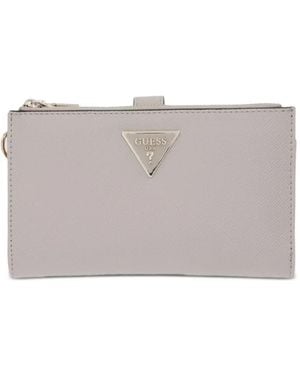 Guess Logo-Plaque Wristlet Wallet - Grey