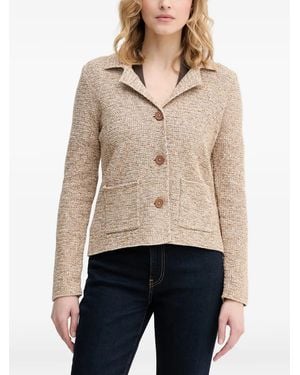 Benetton Cardigan Boutonné À Poche Plaquée - Natural