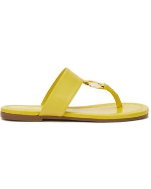 Odissi Olivia Ring-Detail Leather Sandals - Yellow