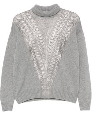 D.exterior Metallic Cable-Knit Jumper - Grey
