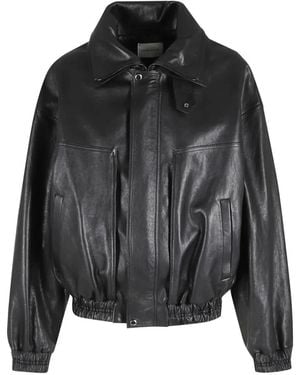 Magda Butrym Leather Aviator Jacket - Black