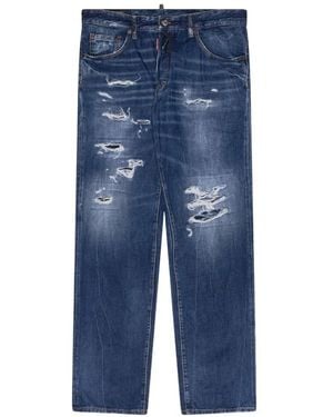 DSquared² 642 Gerafelde Jeans - Blauw