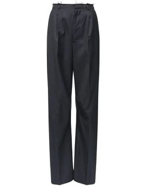 MM6 by Maison Margiela Pinstripe Wool Wide-Leg Trousers - Blue