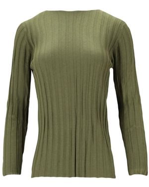 LA ROSE Ribbed Long-Sleeve Top - Green
