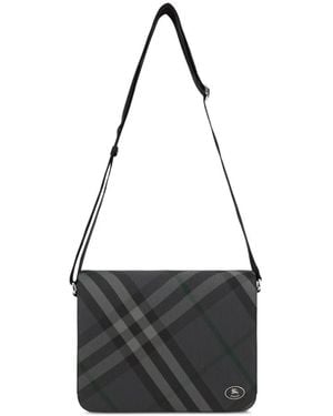 Burberry Check-Pattern Messenger Bag - Black