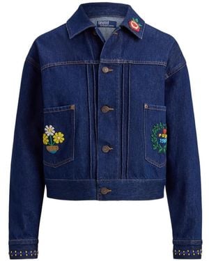 Polo Ralph Lauren Giacca Denim Con Decorazione - Blu