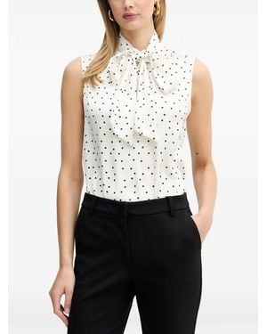 Silvian Heach Polka Dot Tie-Neck Top - White