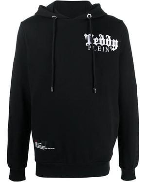 Philipp Plein Embroidered Teddy-Print Hoodie - Black