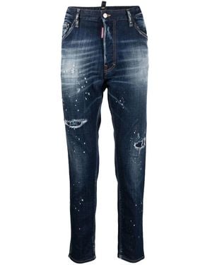 DSquared² Distressed Five-Pocket Cotton-Blend Skinny Jeans - Blue