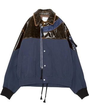 Yoshio Kubo Leather-Paneled Bomber Jacket - Blue