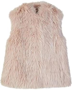 Patrizia Pepe Fluffy Faux-Fur Sleeveless Gilet - Pink